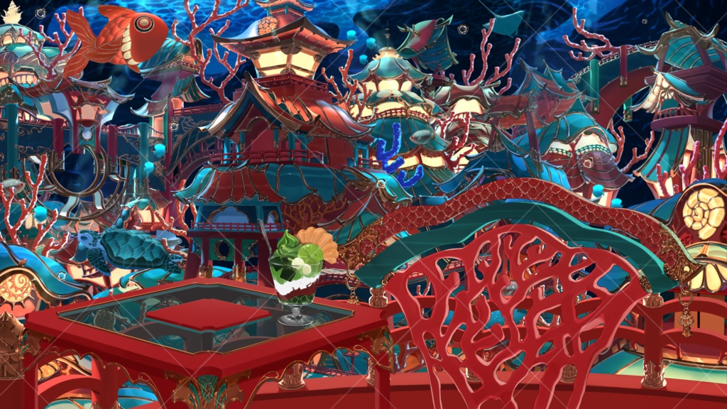 【動く配信背景】-珊瑚ノ街-【Vtuber様向け】