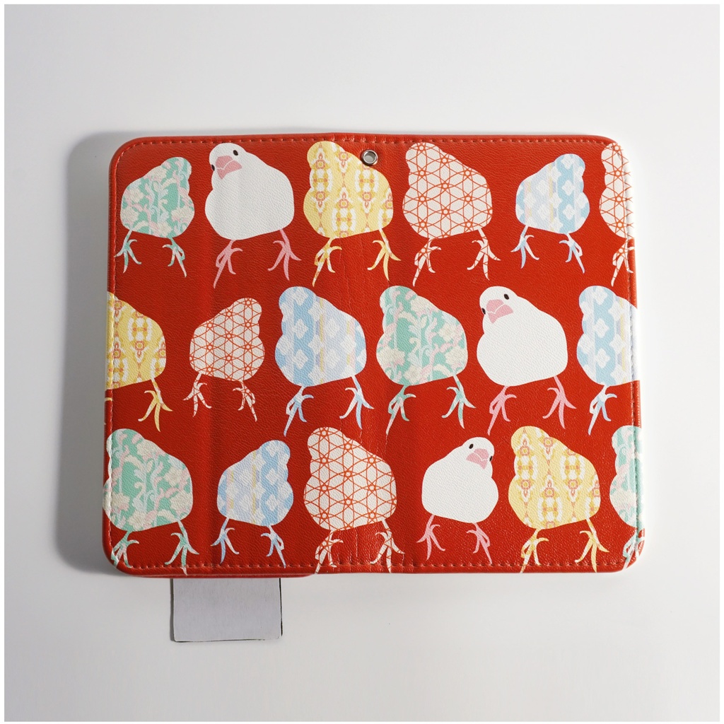 エスニック文鳥パターンの手帳型スマホケース(Mサイズ)