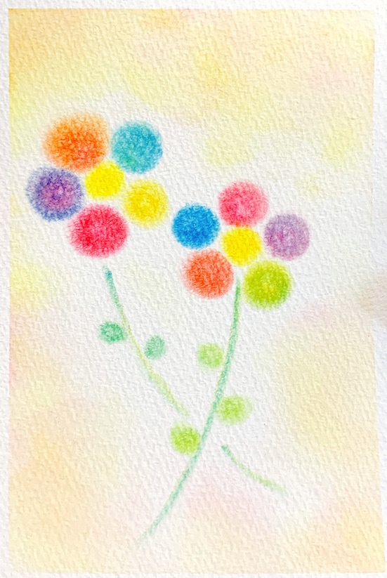 095ぐるぐる色のお花★【黄/桃/青】