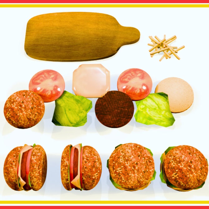 【3D】ハンバーガーセット