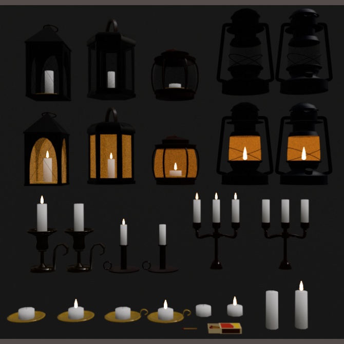 【3D】ランタン・ろうそくセット