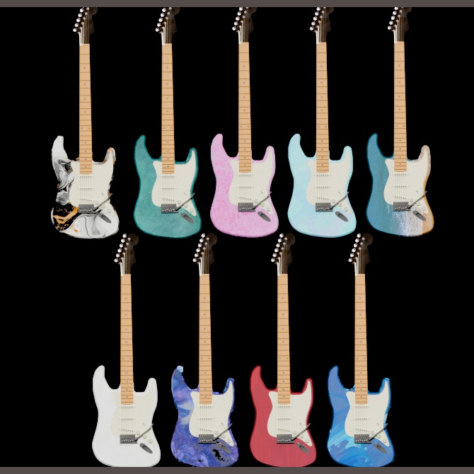 【3D】ギター9色セット(スタンド付)