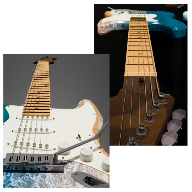 【3D】ギター9色セット(スタンド付)