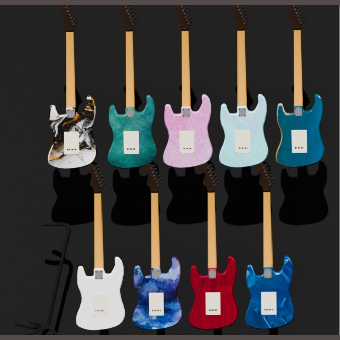 【3D】ギター9色セット(スタンド付)