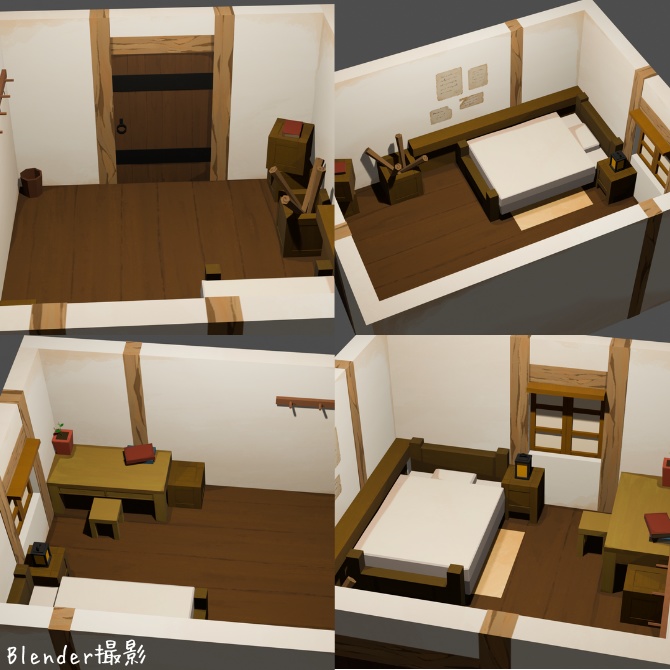 【3D】冒険者の宿屋セット|ローポリ室内家具パック(Unity対応)