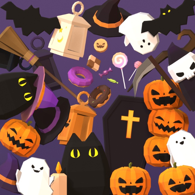 【3D】HALLOWEEN PROPS｜32 LOW-POLY PROPS