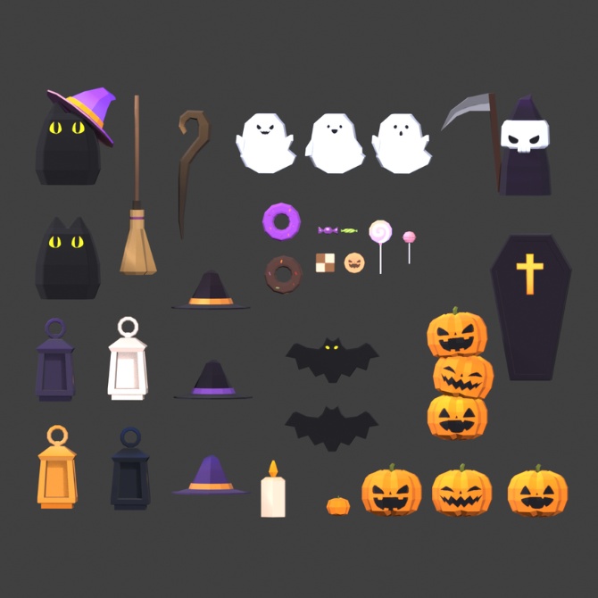 【3D】HALLOWEEN PROPS|32 LOW-POLY PROPS