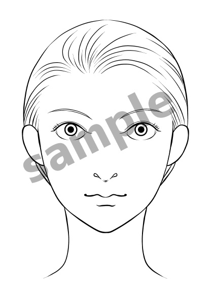 美容素材「両目を開いた女性(4種)+両目を閉じた女性」カルテなどの制作に