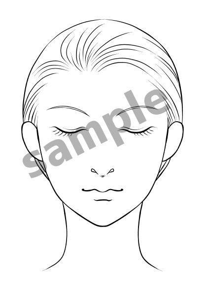 美容素材「片目を閉じた女性(4種)+両目を閉じた女性」カルテなどの制作に