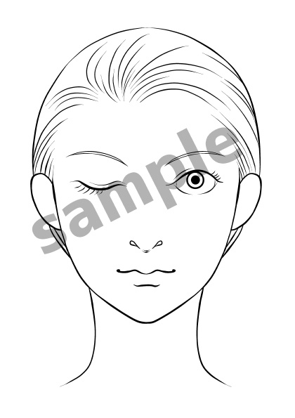 美容素材「片目を閉じた女性(4種)+両目を閉じた女性」カルテなどの制作に