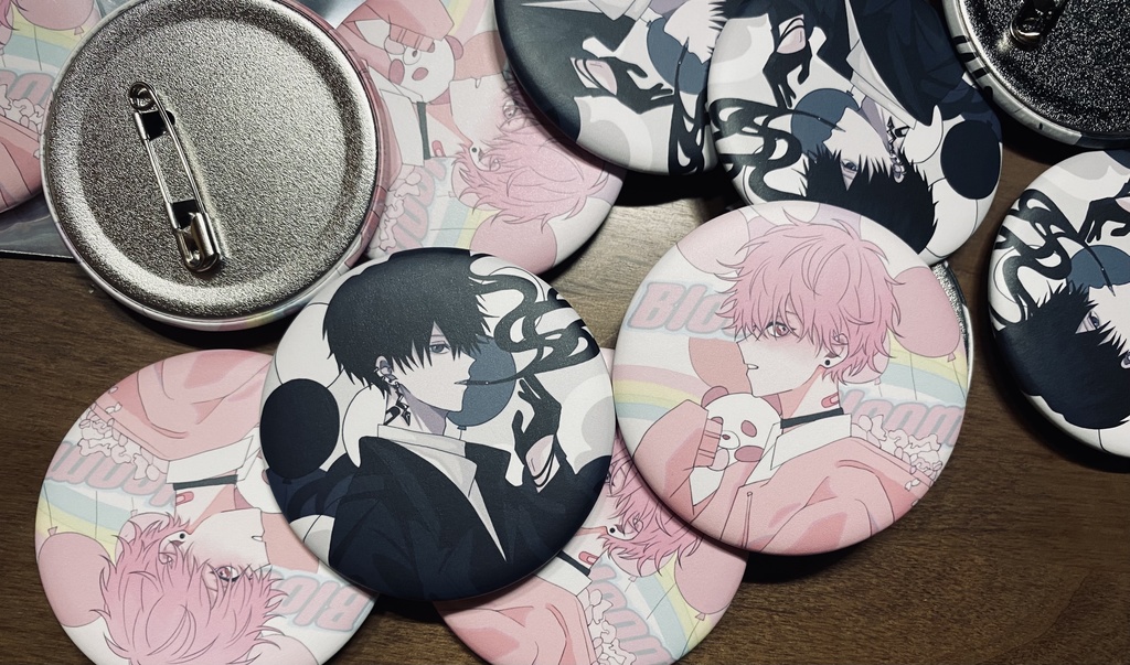 缶バッジ ブラック&ピンク