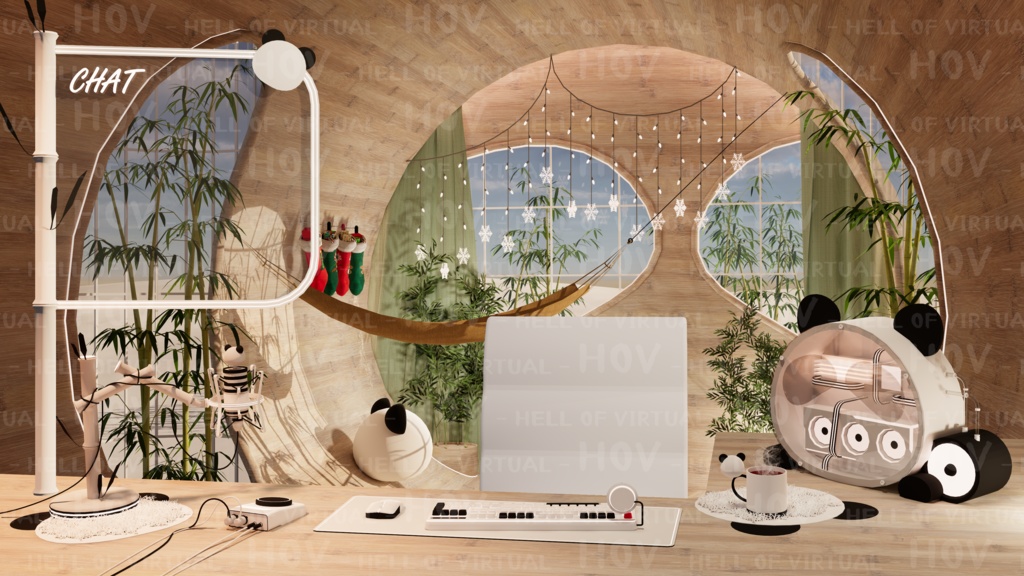 (4K)2D BACKGROUND for LIVE STREAMING - F001 PANDA JANDA(sleeping)