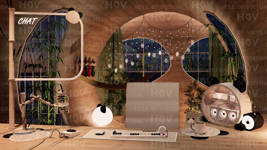 (4K)2D BACKGROUND for LIVE STREAMING - F001 PANDA JANDA(sleeping)