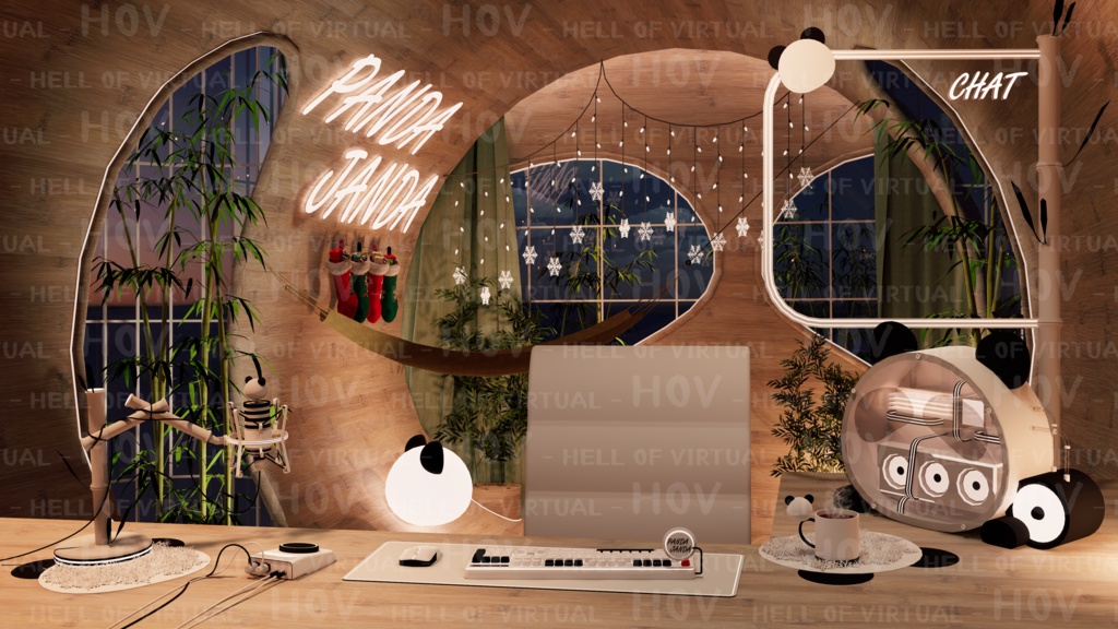 (4K)2D BACKGROUND for LIVE STREAMING - F001 PANDA JANDA(sleeping)