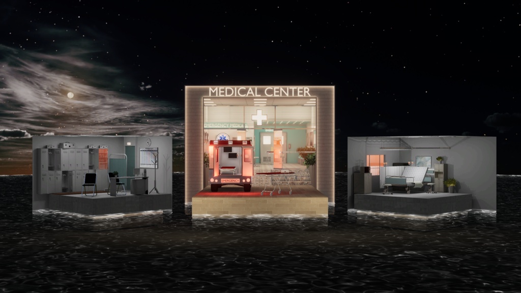 WARUDO(PRO/STANDARD) SHOWCASE ENVIRONMENT - V012 MEDICAL CENTER SET 3in1