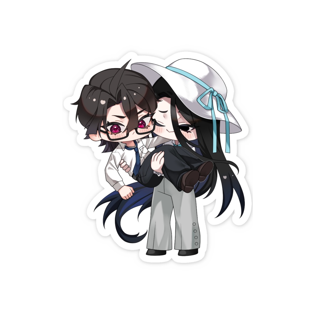 八尺様&千尋君スマホステッカー(お姫様抱っこVer)