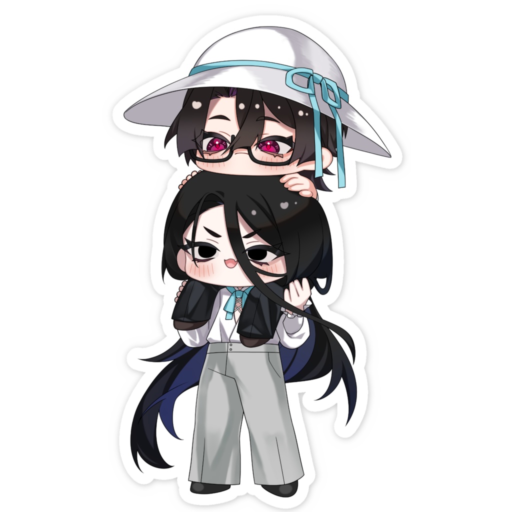 八尺様&千尋君スマホステッカー(肩車Ver)