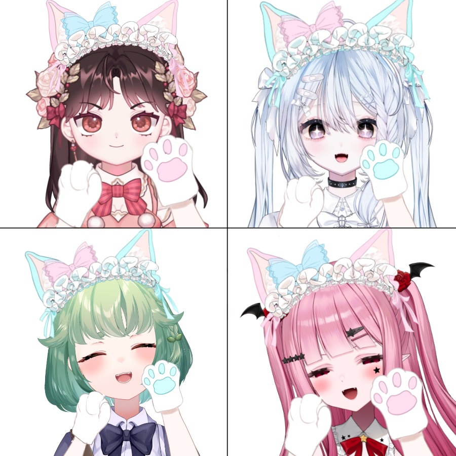 【商用可能】ネコ耳カチューシャと猫の手