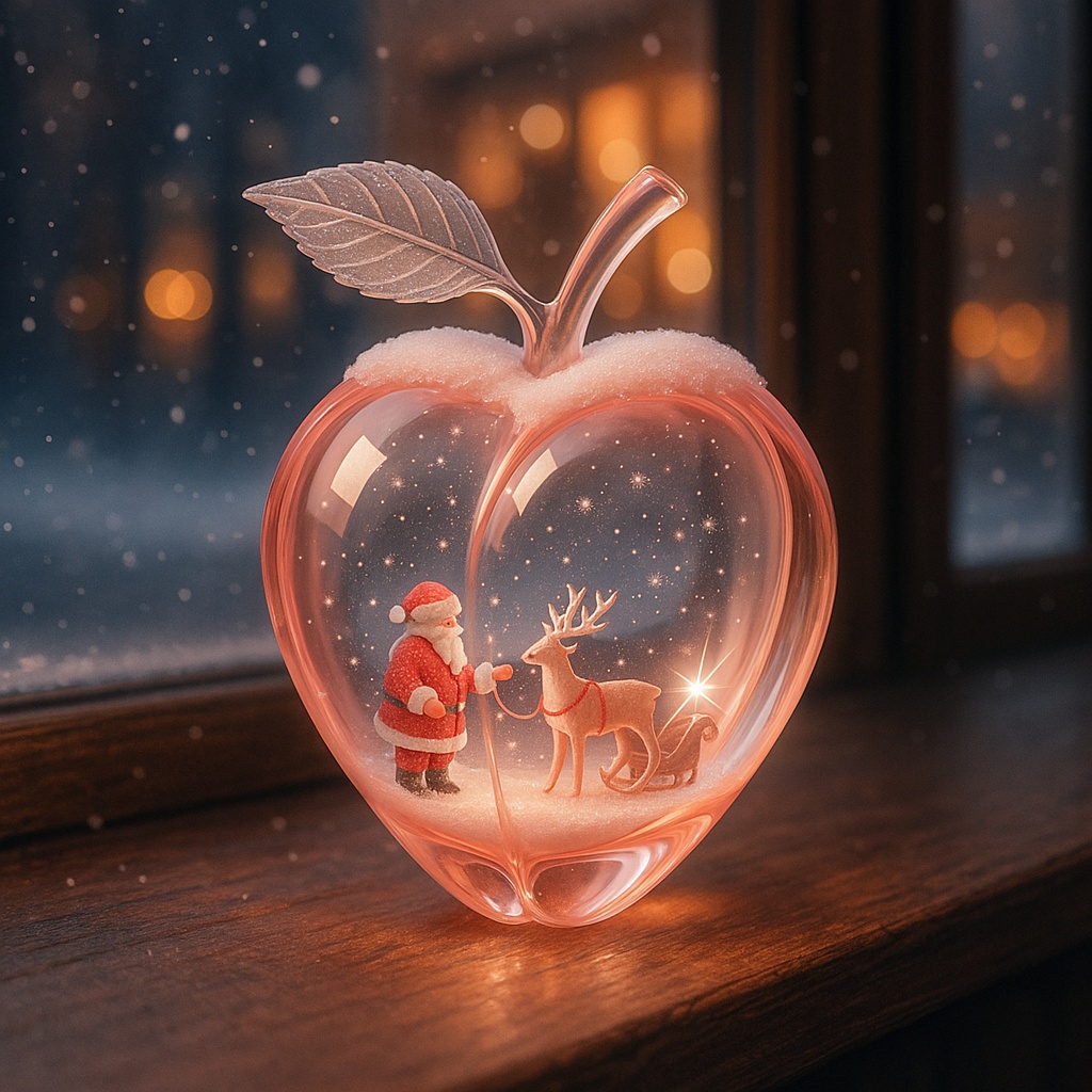 ガラス桃スノードーム-Winter Café Edition (C'z)