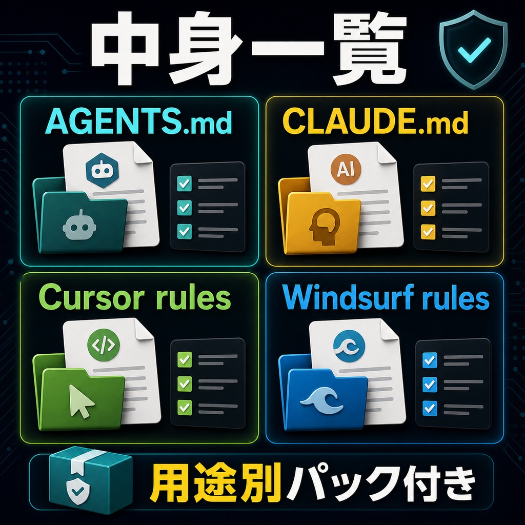 AI作業ルール雛形パック|Cursor・Windsurf・Codex用の指示ファイル集