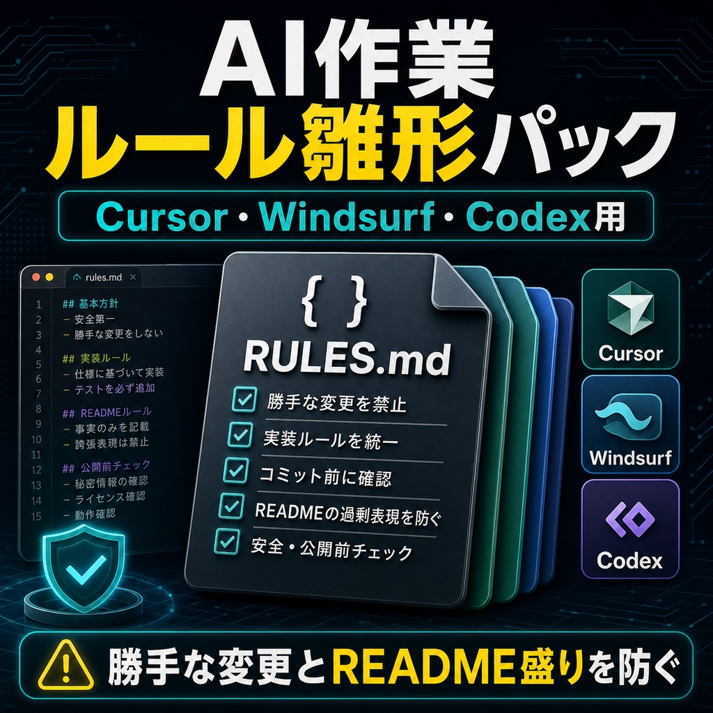 AI作業ルール雛形パック｜Cursor・Windsurf・Codex用の指示ファイル集