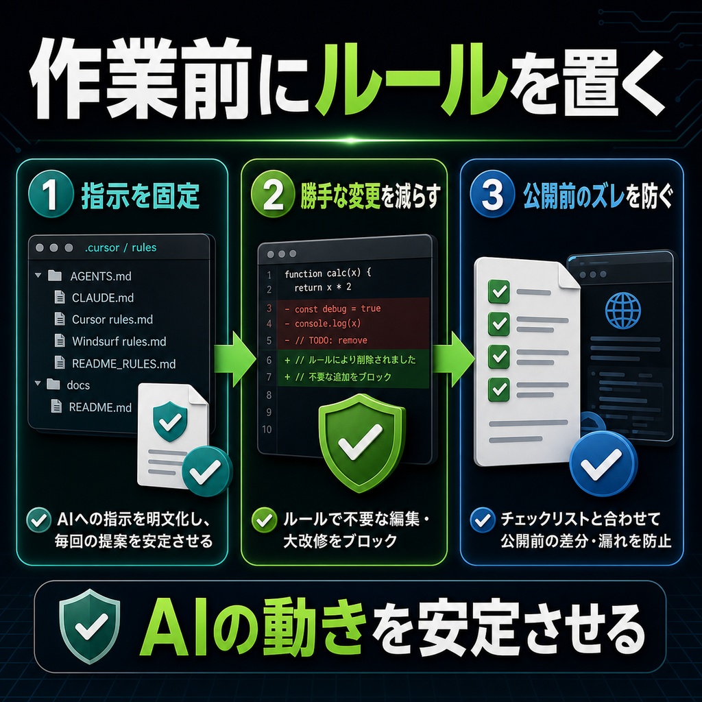 AI作業ルール雛形パック|Cursor・Windsurf・Codex用の指示ファイル集