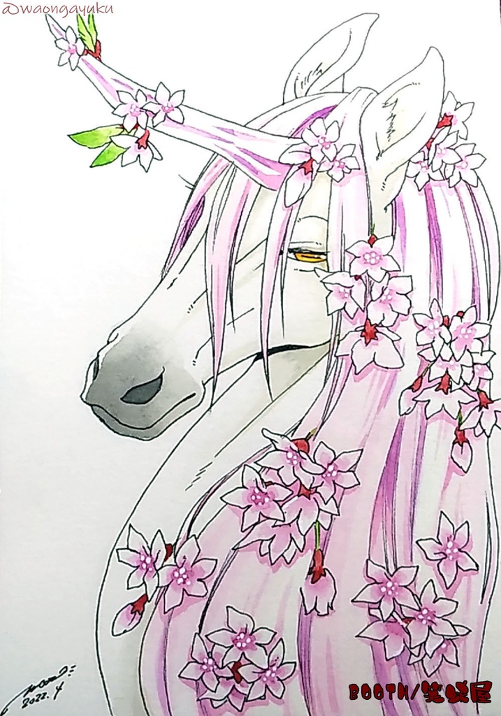 L版サイズ 水彩原画 ユニコーンたち