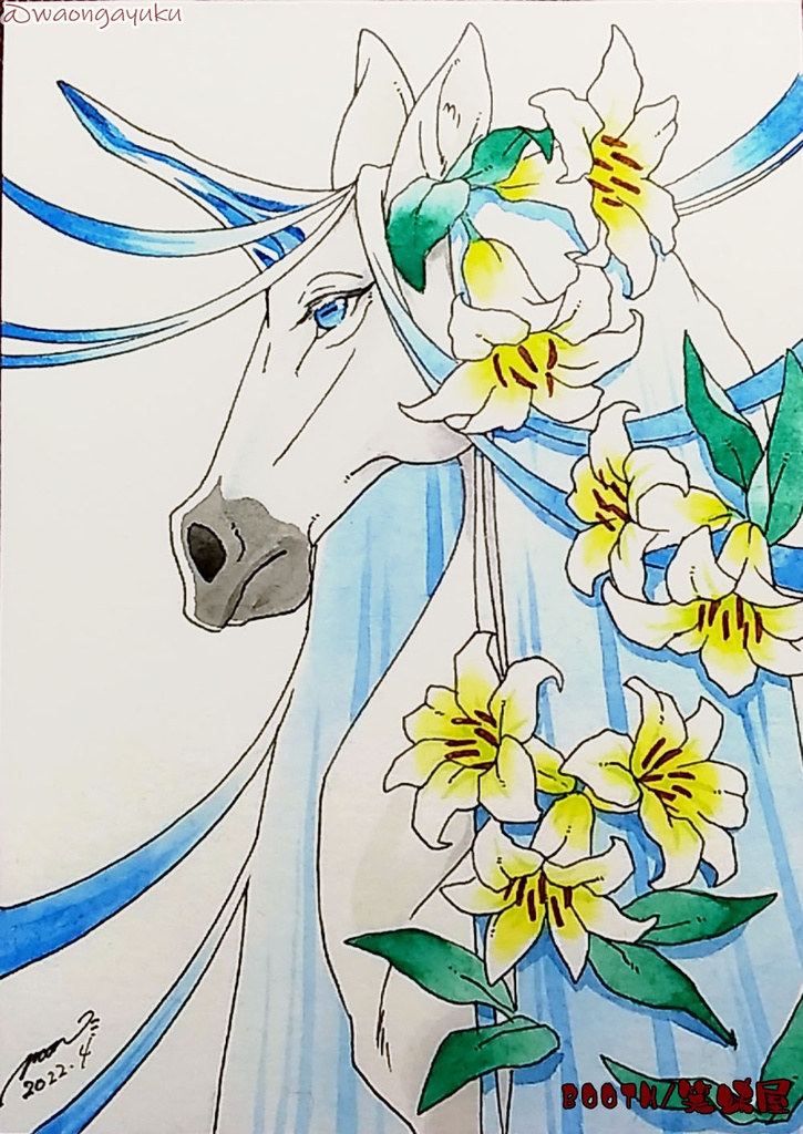 L版サイズ 水彩原画 ユニコーンたち