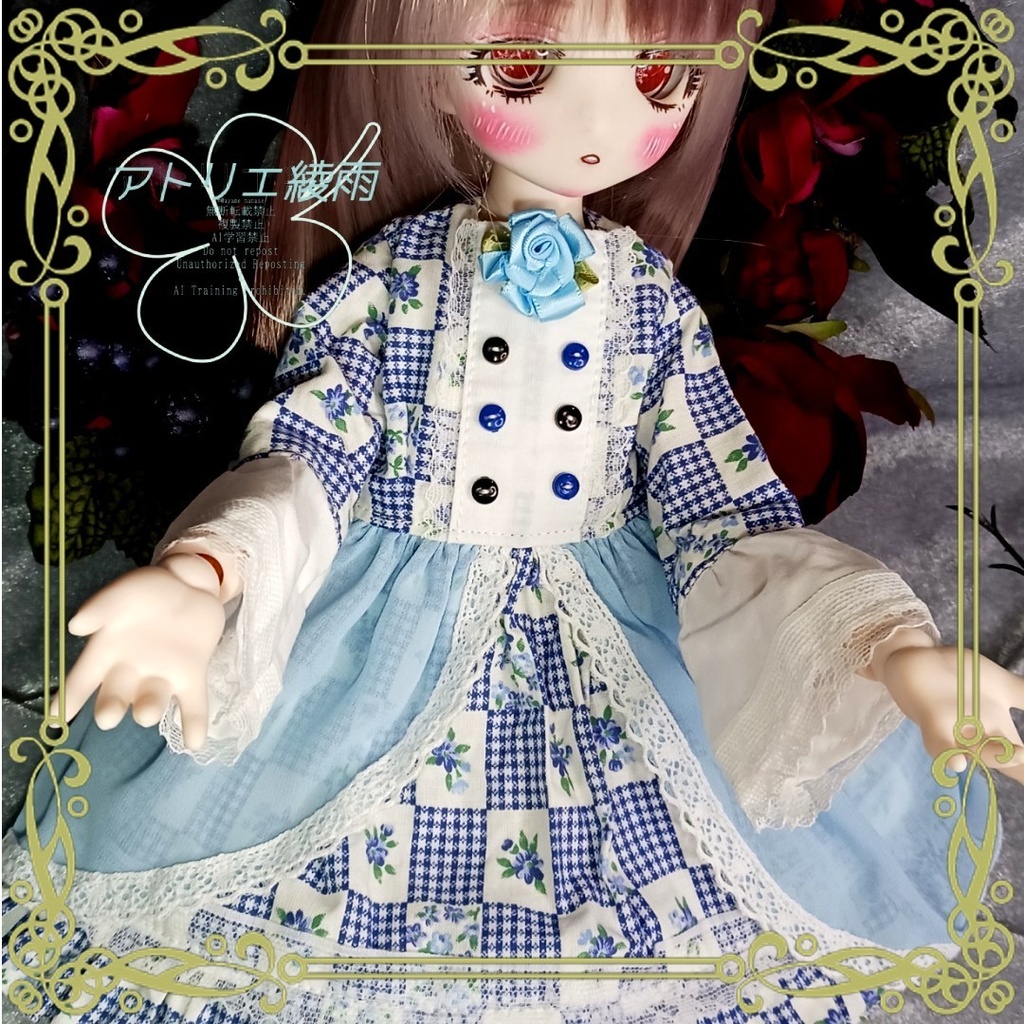 青色お花柄ワンピース　SDM　MDD