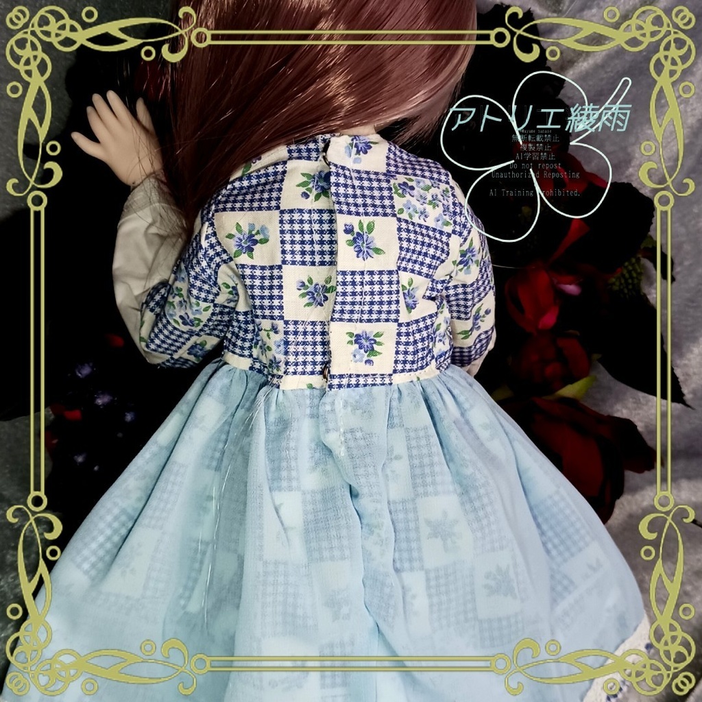 青色お花柄ワンピース　SDM　MDD