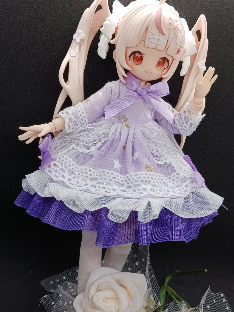 お星さま紫ワンピース+ヘドレ ブラインドドール