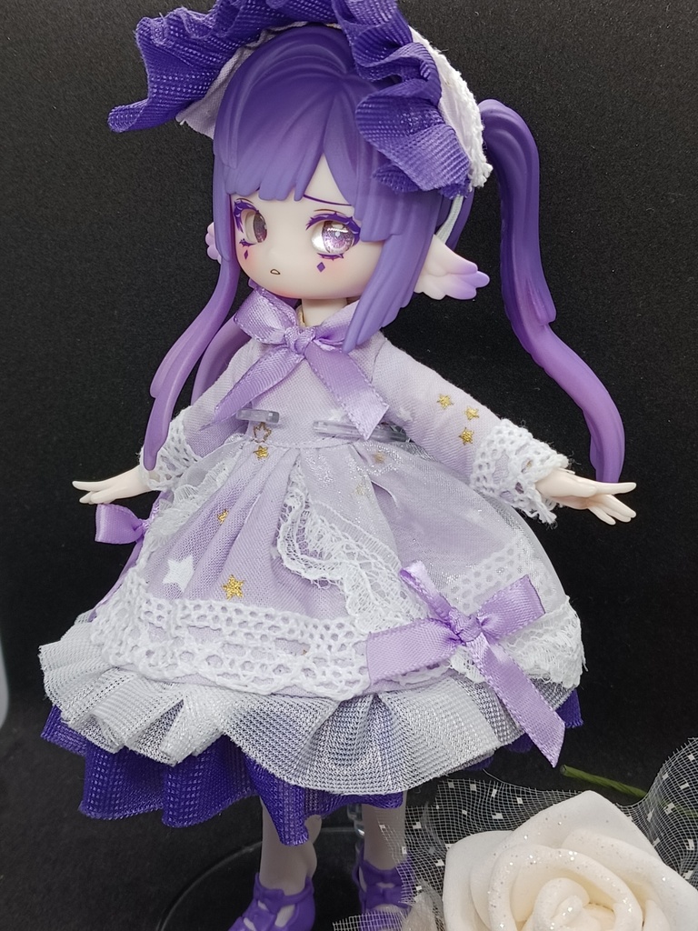 お星さま紫ワンピース+ヘドレ ブラインドドール