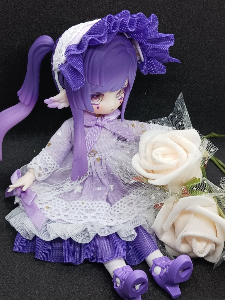 お星さま紫ワンピース+ヘドレ ブラインドドール