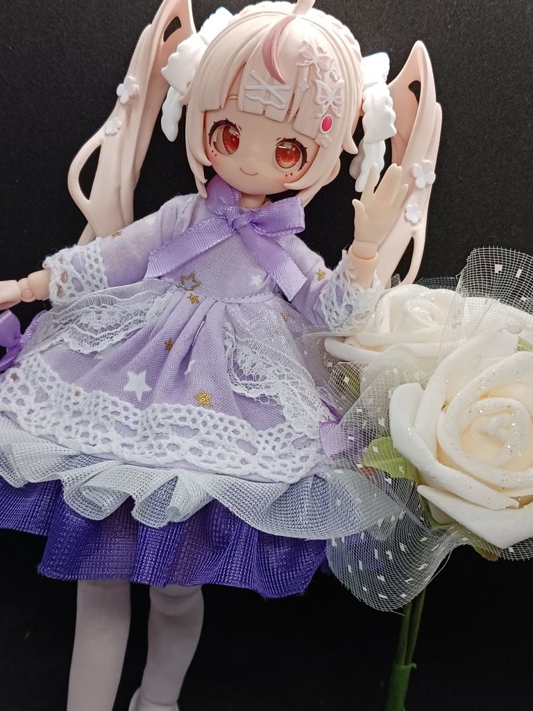 お星さま紫ワンピース+ヘドレ ブラインドドール