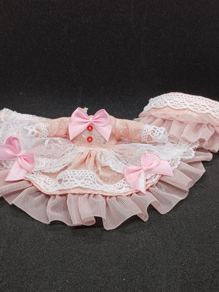 レース生地ふわりワンピース+ヘドレ(ピンク) ブラインドドール