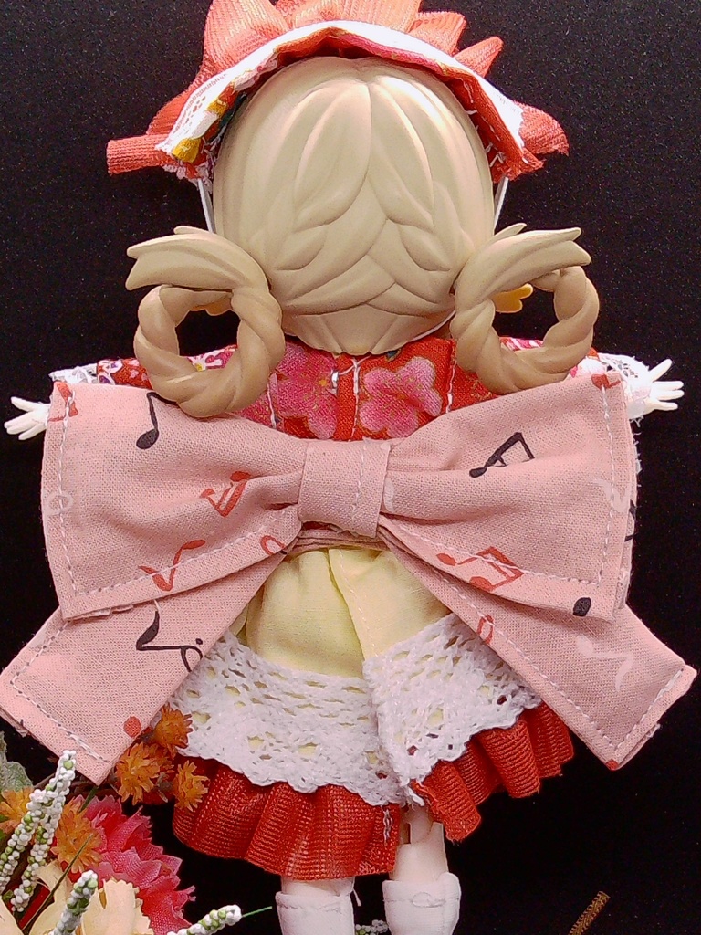 和装ワンピース&ヘドレ 赤 ブラインドドール 1/8サイズ