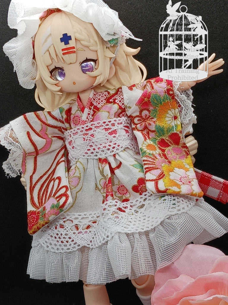 和装ワンピース 白 ブラインドドール 1/8