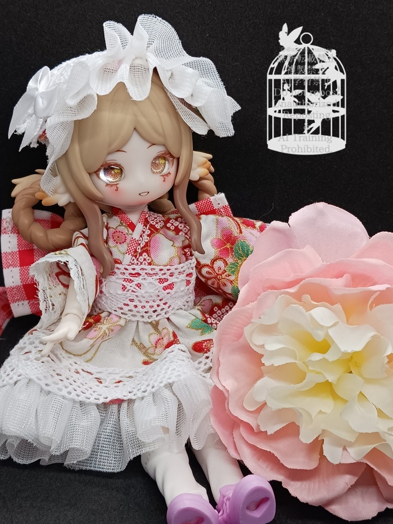 和装ワンピース 白 ブラインドドール 1/8