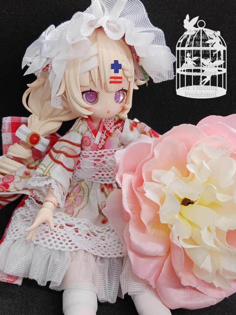 和装ワンピース 白 ブラインドドール 1/8