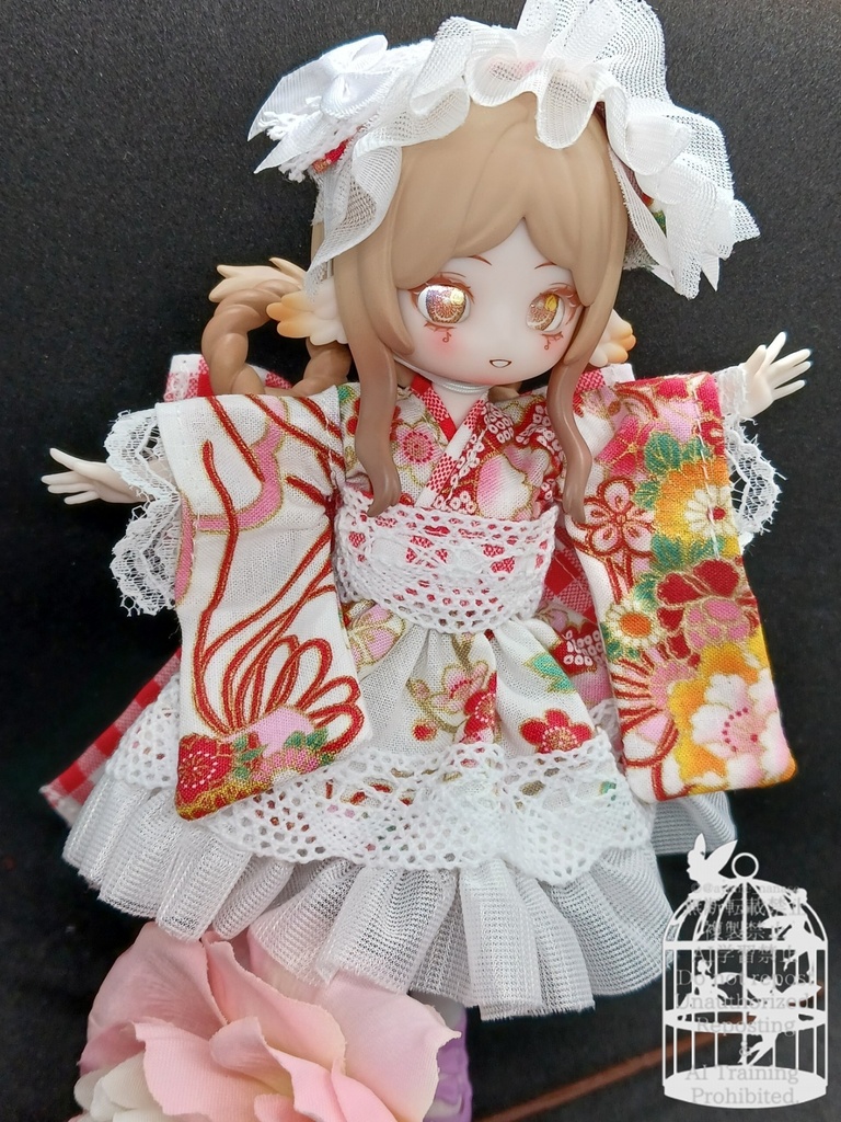 和装ワンピース　白　ブラインドドール　1/8　