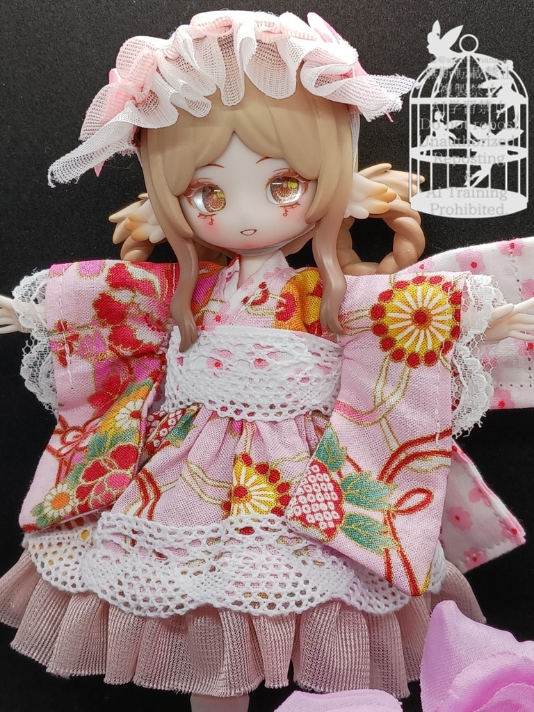 和装ワンピース ピンク ブラインドドール 1/8