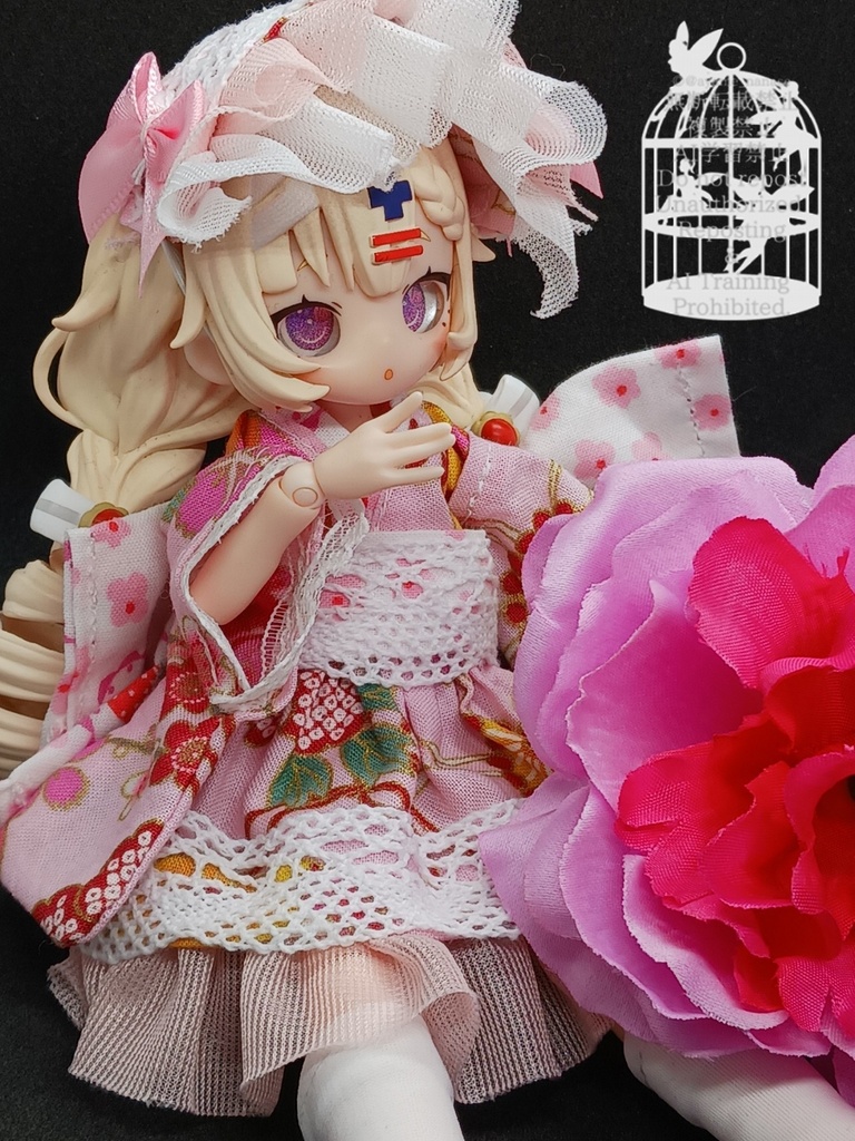 和装ワンピース ピンク ブラインドドール 1/8