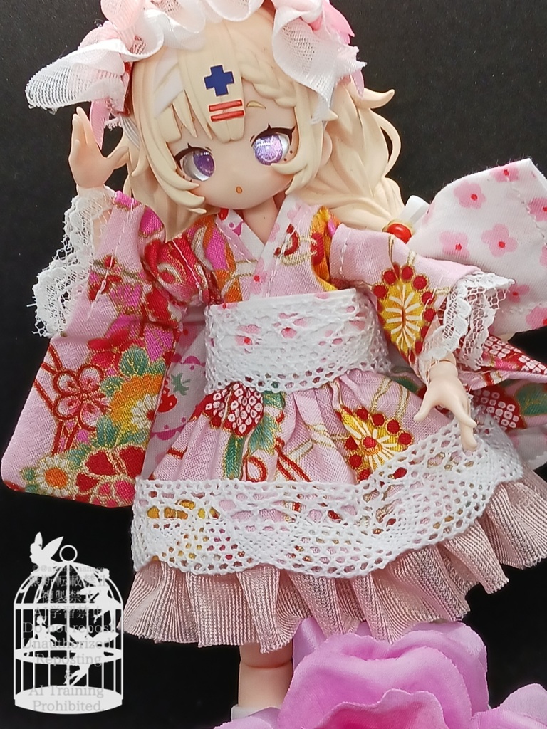 和装ワンピース ピンク ブラインドドール 1/8