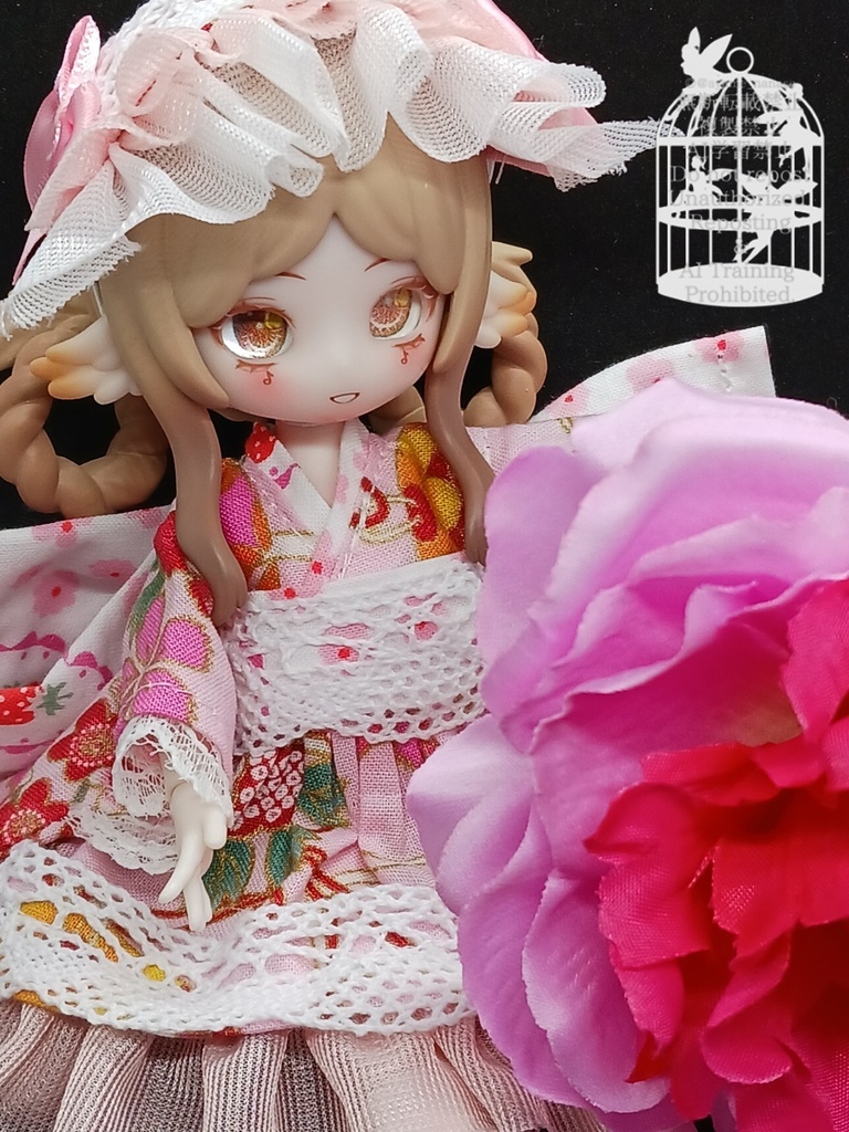 和装ワンピース ピンク ブラインドドール 1/8