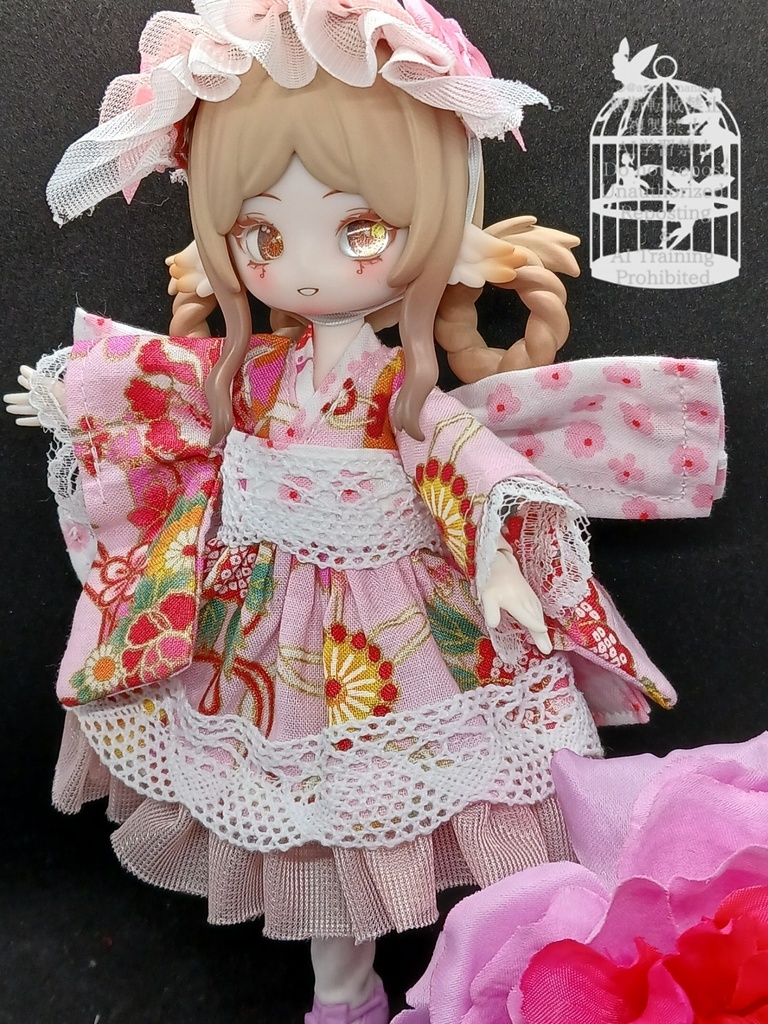 和装ワンピース ピンク ブラインドドール 1/8