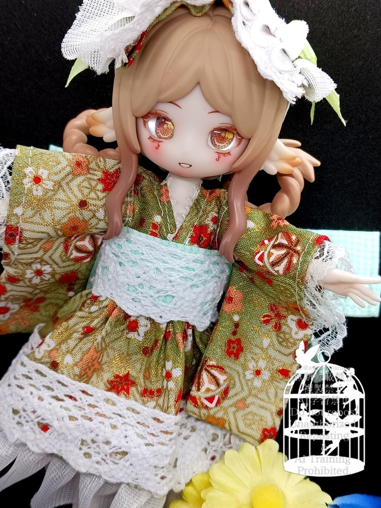 和装ワンピース みどり ブラインドドール 1/8