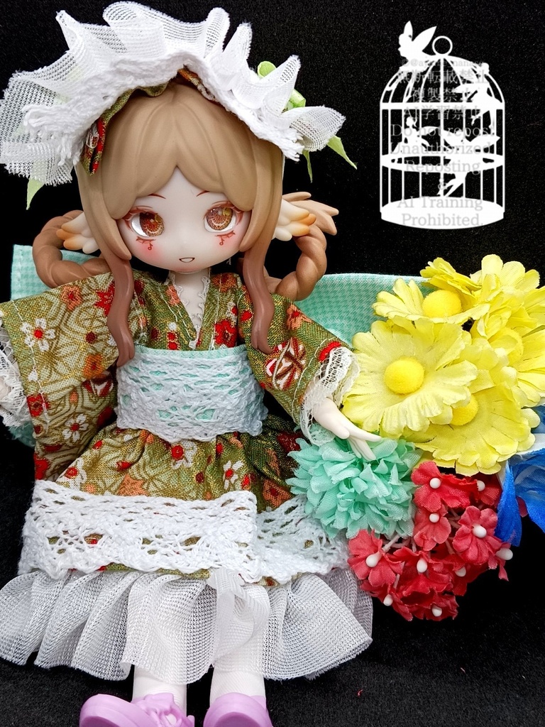 和装ワンピース みどり ブラインドドール 1/8