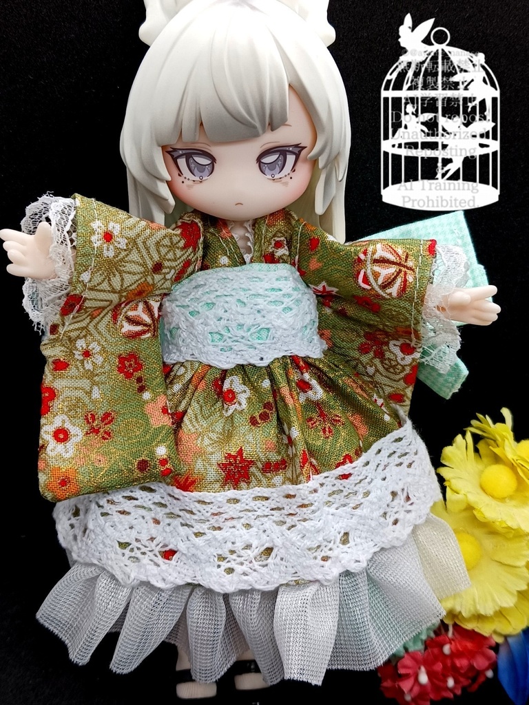 和装ワンピース みどり ブラインドドール 1/8