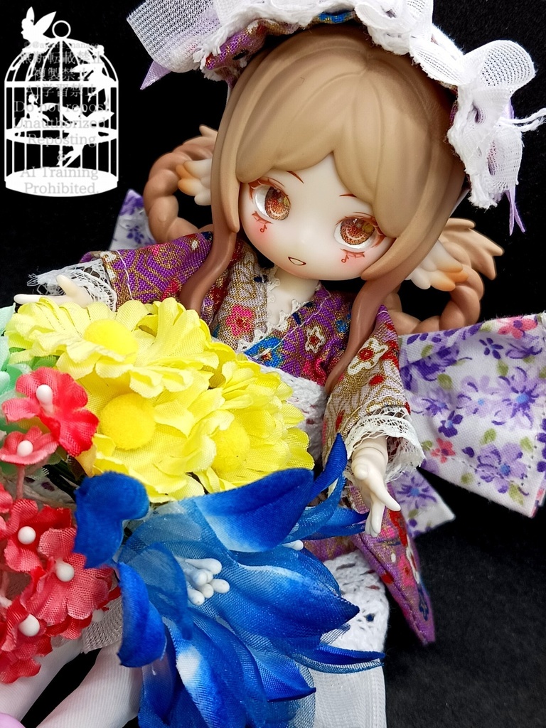 和装ワンピース むらさき ブラインドドール 1/8