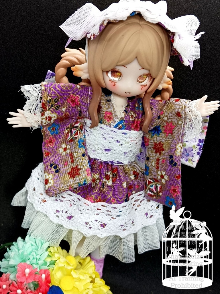 和装ワンピース むらさき ブラインドドール 1/8